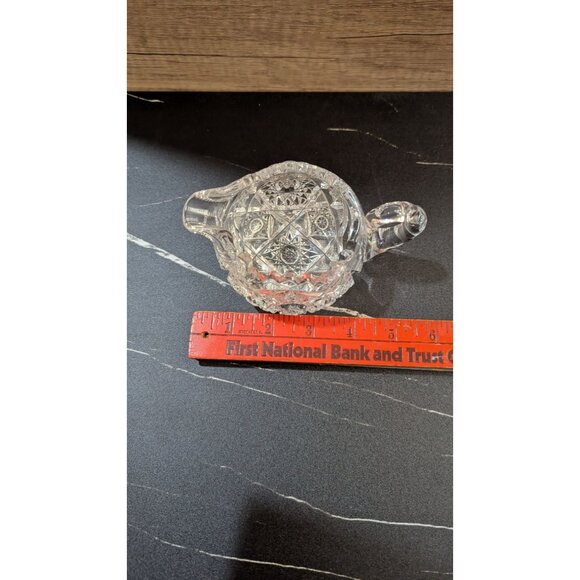 vintage Cut Glass Lead Crystal Creamer Pitcher Intricate Star Pattern Estate - Picture 9 of 9